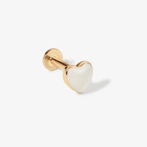 Adornmonde Saint white heart 14 karat solid gold, enamel, single earring